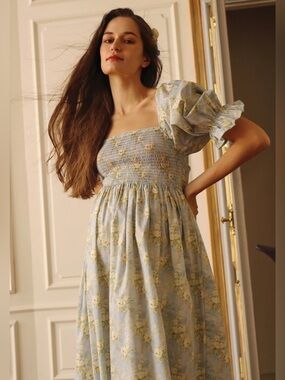 NWT NOTHING FITS BUT SIZE S M Floral Puff Sleeve Maxi Dress BABY KIRI MATERNITY
